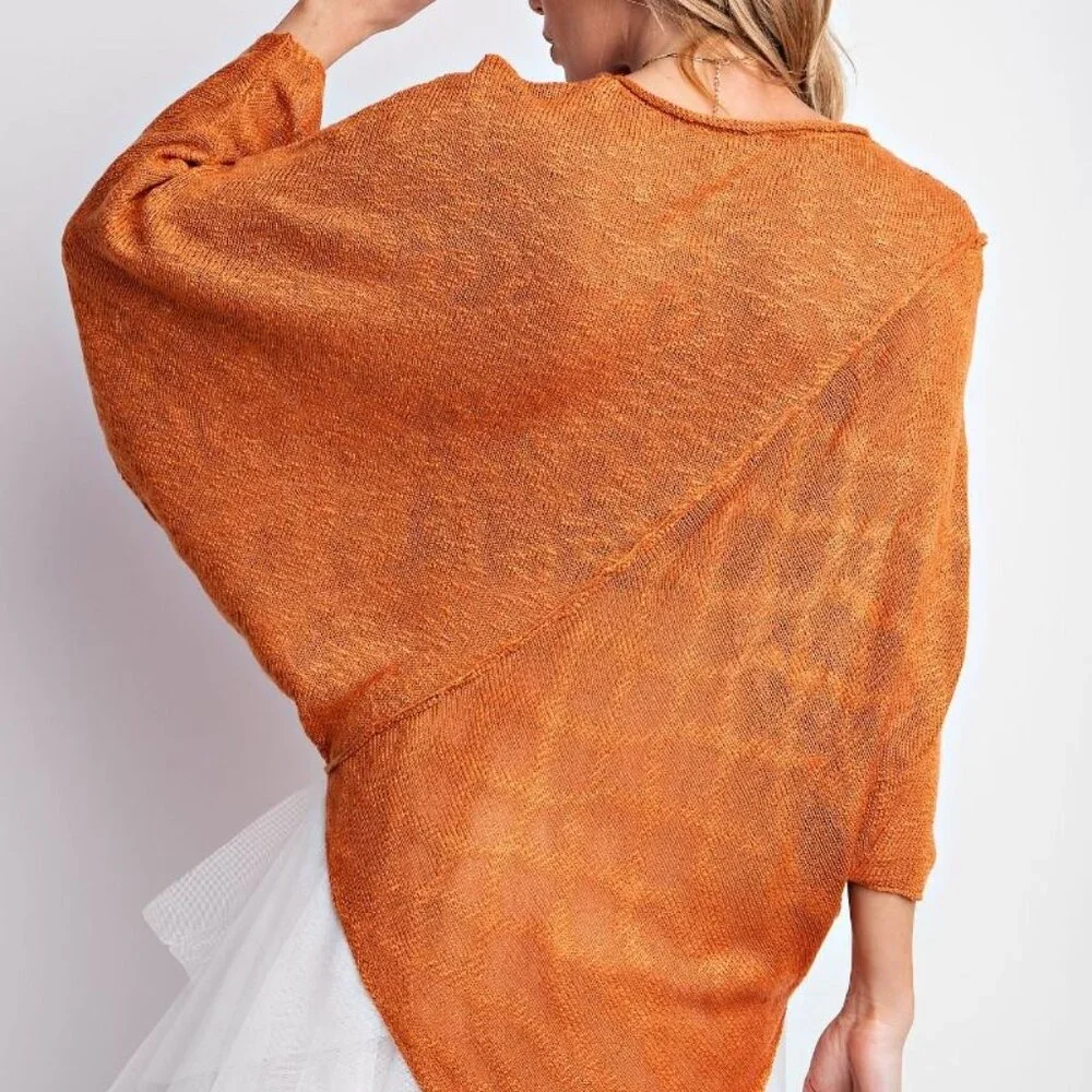 Easel- Amber Flame- Knit Diagonal Hem Sweater - Picture 2 of 2